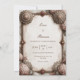 Convites Casamento em Rosa Dourado e Joia Magenta