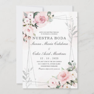 Convites Casamento em Rosa Empolvado e Cinza