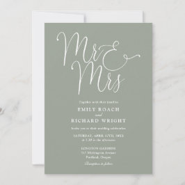 Convites Casamento em Rotulo Elegante Senhora e Senhor Sage