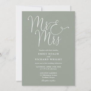 Convites Casamento em Rotulo Elegante Senhora e Senhor Sage