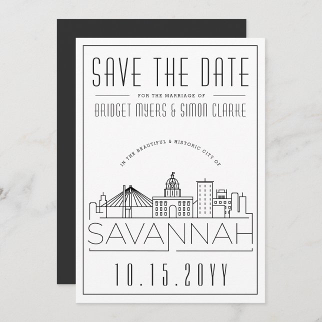 Convites Casamento em Savannah | Salvar a Data Estilizado d (Frente/Verso)