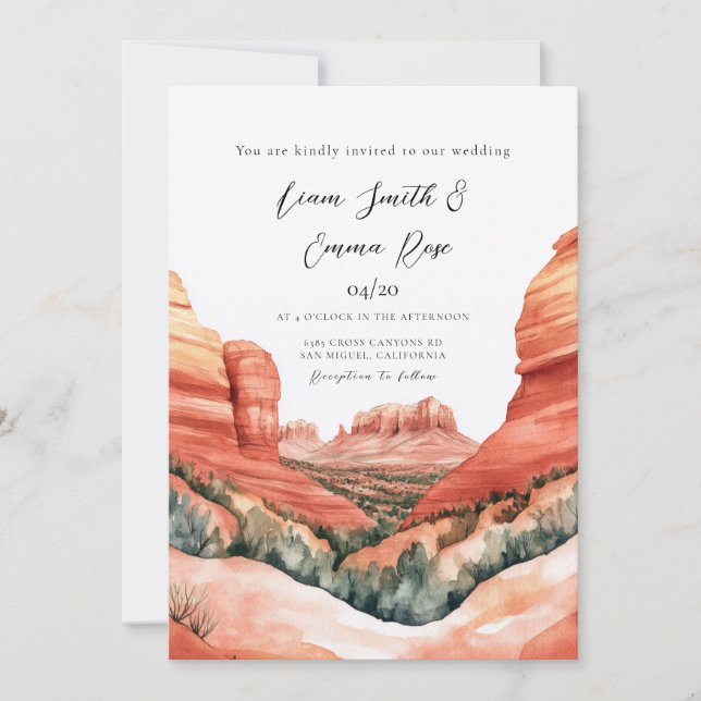 Convites Casamento em Sedona Arizona  (Frente)