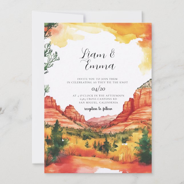 Convites Casamento em Sedona Arizona (Frente)