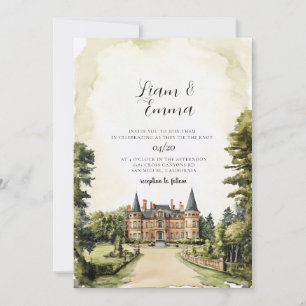 Convites Casamento em Solar Inglês em Aquarela Vintage