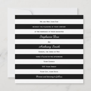Convites Casamento em Striped Black and White