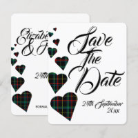 Casamento em Tartan Verde Salvar a Data