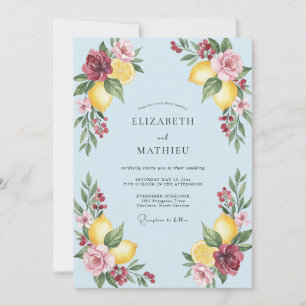 Convites Casamento em Tons de Borgonha, Amarelo, Limão e Eu