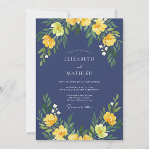 Convites Casamento em Tons de Girassol Amarelo e Eucalipto 