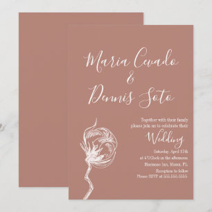 Convites Casamento em Tons Terrosos com Florais Desenhados