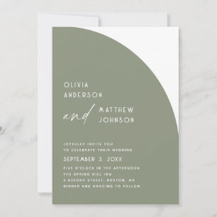 Convites Casamento em Verde Salvia Arco Minimalista Conte