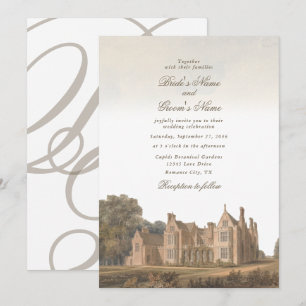 Convites Casamento em Villa Chateau Manor Inglês Vintage