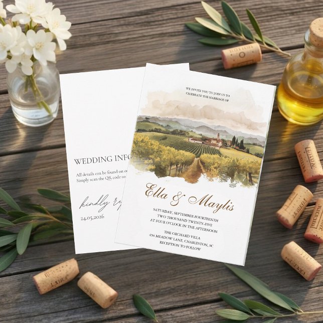 Convites Casamento em Vinhedo da Toscana | Campo Italiano (Criador carregado)