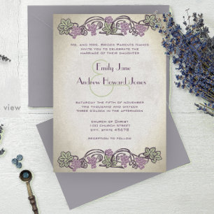 Convites Casamento em Vinhedos Art Nouveau Vintage