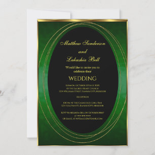 Convites Casamento Emerald Green gold Black Elegant Modern