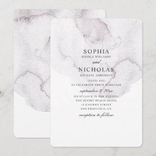 Convites Casamento empoeirado de Watercolor. Lavanda simple