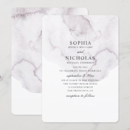 Convites Casamento empoeirado de Watercolor. Lavanda simple