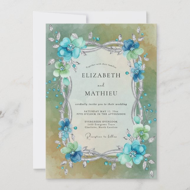 Convites Casamento Encantado Aquático Etéreo (Frente)