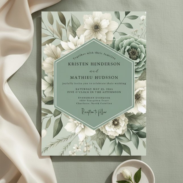 Convites Casamento Encantado Botânico Salvia (Criador carregado)