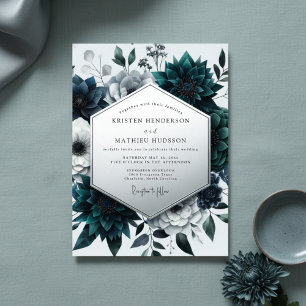 Convites Casamento Encantado Botânico Verde-água