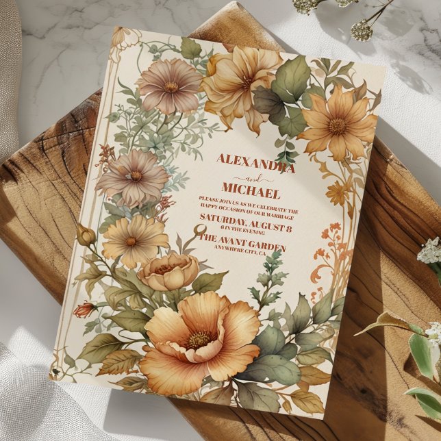 Convites Casamento Encantado de Arte Nouveau (Criador carregado)