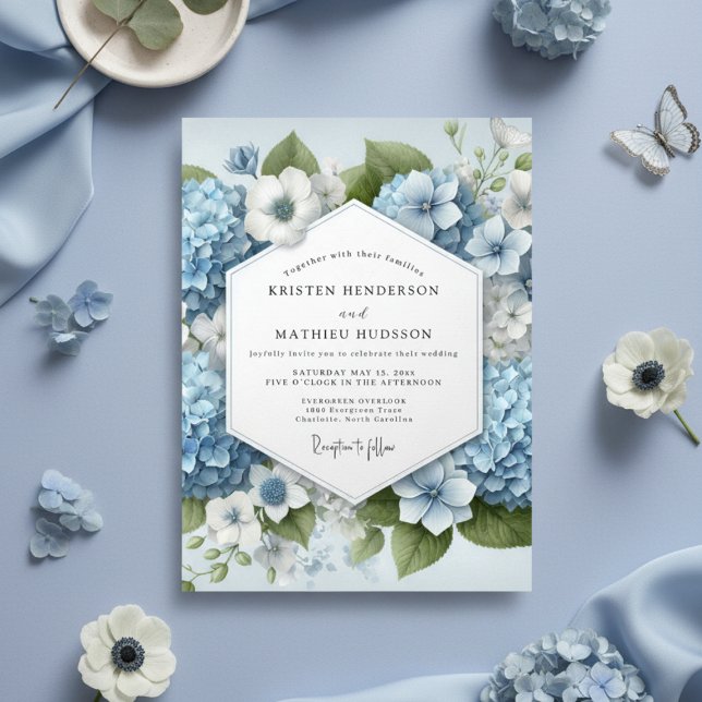 Convites Casamento Encantado em Azul Poeirento (Criador carregado)
