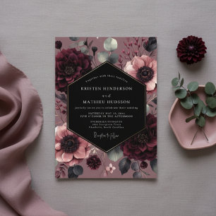 Convites Casamento Encantado Floral Borgonha