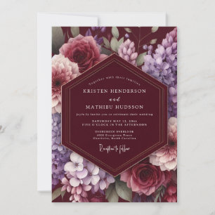 Convites Casamento Encantado Maroon Bloom
