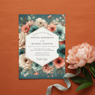 Convites Casamento Encantado Romance Rosa Verde-água