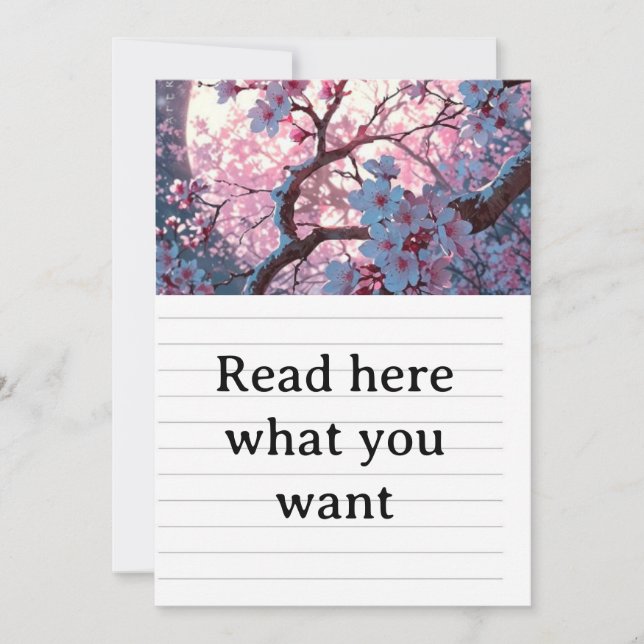 Convites Casamento Encantador de Cerejeira em Flor e Lua Ch (Frente)