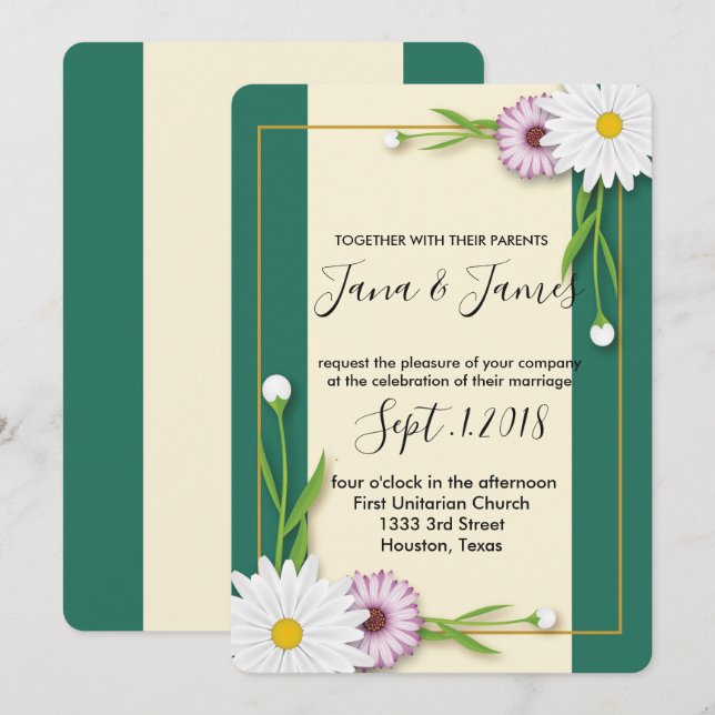 Convites Casamento encantador de chic moderno (Frente/Verso)