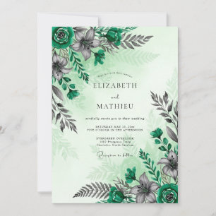 Convites Casamento Encantador de Floresta Esmeralda Verde