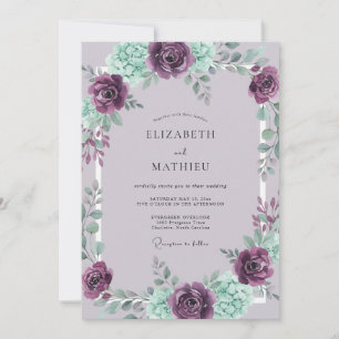 Convites Casamento Encantador de Primavera com Ameixa e Hor