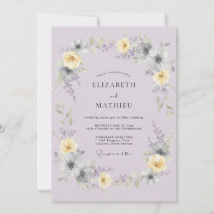 Convites Casamento Encantador de Primavera com Lavanda Amar