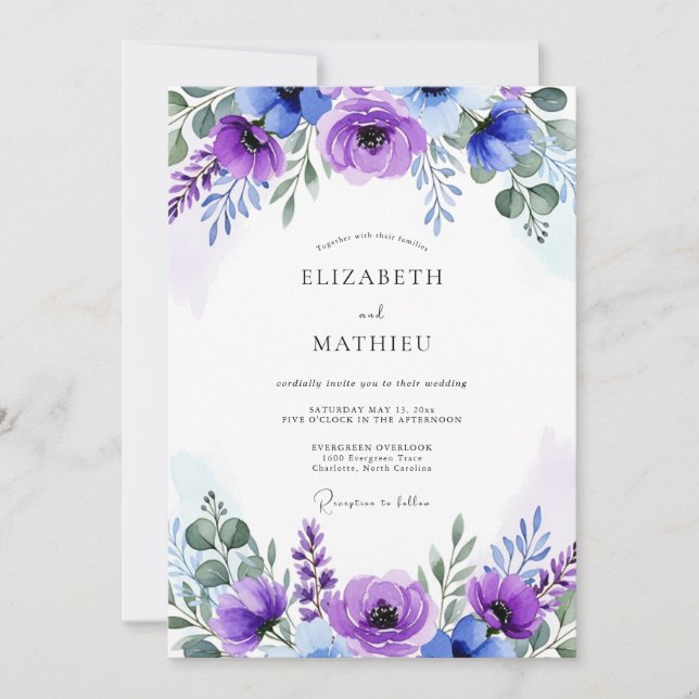 Convites Casamento Encantador de Violeta na Primavera (Frente)