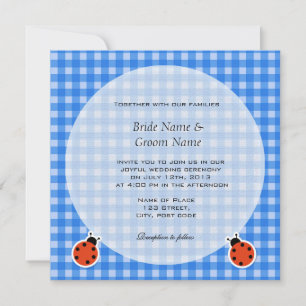 Convites Casamento encantador no estilo country com xadrez