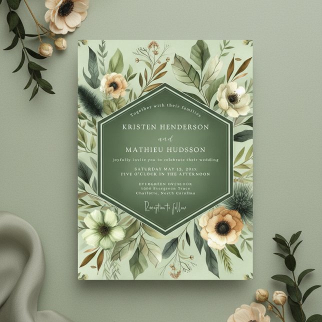 Convites Casamento Encantamento Botânico Salvia (Criador carregado)