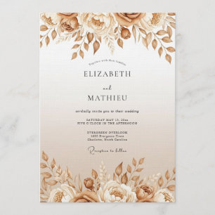 Convites Casamento Encanto Floral Bege
