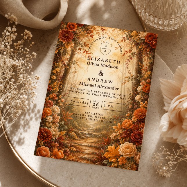 Convites Casamento Enfeitiçado no Bosque de Outono (Criador carregado)