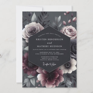 Convites Casamento Enfeitiçado por Flor de Rosa Empoeirada