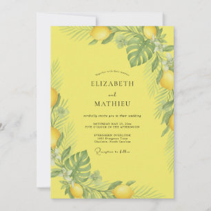 Convites Casamento Ensolarado de Limão Tropical Eucalipto