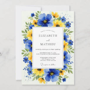 Convites Casamento Ensolarado de Verão Azul Safira