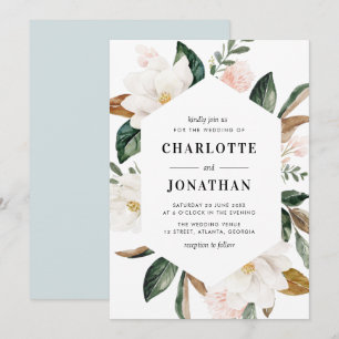 Convites casamento entre a moderna melolia magnolia e a est