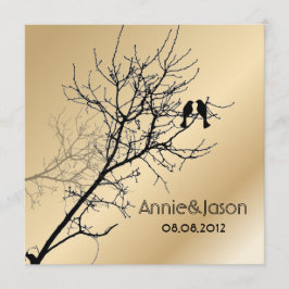 Convites casamento entre aves rústicas de amor moderno