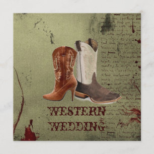 Convites casamento entre botas de cowboy ocidentais