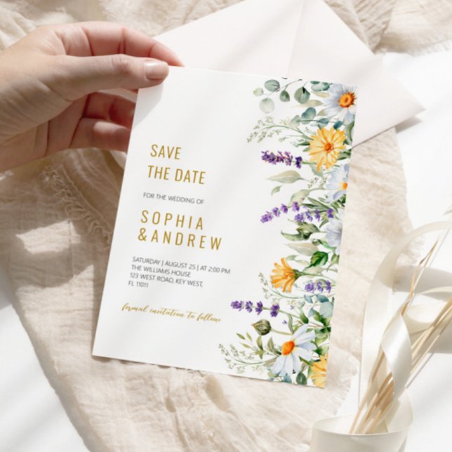 Convites Casamento entre Chamomile e Eucalyptus Salva a Dat (Criador carregado)