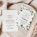 Convites Casamento entre Frente e Traseira de Caligrafia Eu<br><div class="desc">Este convite de casamento para a caligrafia do eucalipto é perfeito para um casamento moderno. A design apresenta galhos e folhas botânicas elegantes e desenhadas a aquarela e desenhadas à mão. Salve o papel, incluindo mais detalhes na parte traseira do convite em vez de em uma placa de gabinete separada....</div>