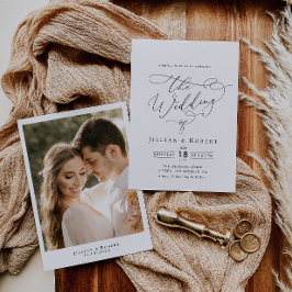 Convites casamento entre guião elegante e preto e branco
