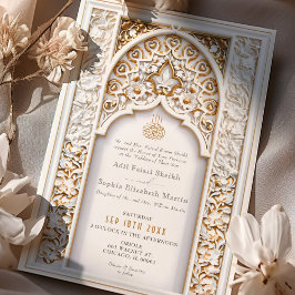 Convites Casamento entre muçulmanos e islâmicos Dourado e g