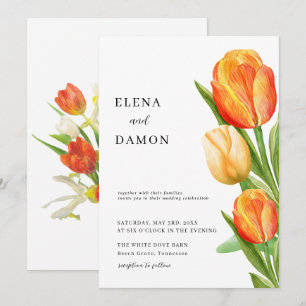 Convites Casamento entre Orange e Cream Tulip