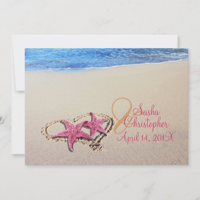Convites Casamento entre Printage Starfish/Praia (Frente)